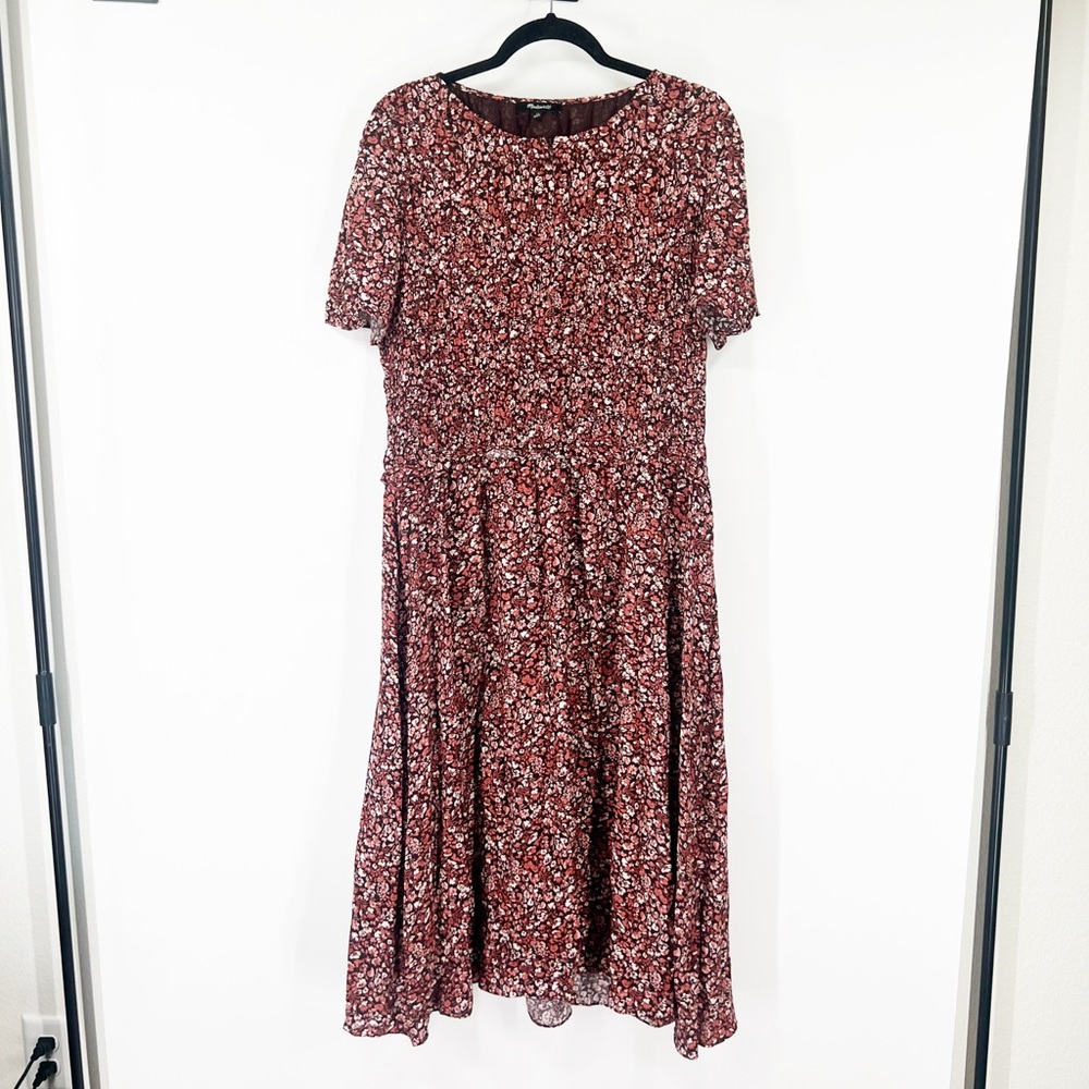 Madewell Zip-Front Flutter-Sleeve Midi Dress Floral Daphne Floral Raisin Blush - Picture 2 of 9